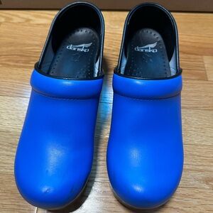 Dansko Vibrant Blue Leather Clogs